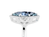 White gold Marquise Cut Aquamarine Halo Ring with Tapered Band and Four-Prong Setting_5