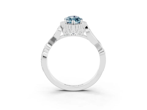 White gold Marquise Cut Aquamarine Halo Ring with Vintage Split Shank and Four-Prong Setting_27