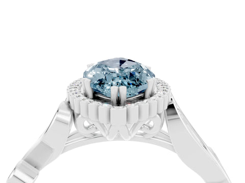 White gold Marquise Cut Aquamarine Halo Ring with Vintage Split Shank and Four-Prong Setting_28