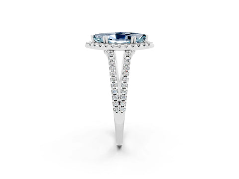 White gold Marquise Cut Aquamarine Halo Split Shank Engagement Ring_14