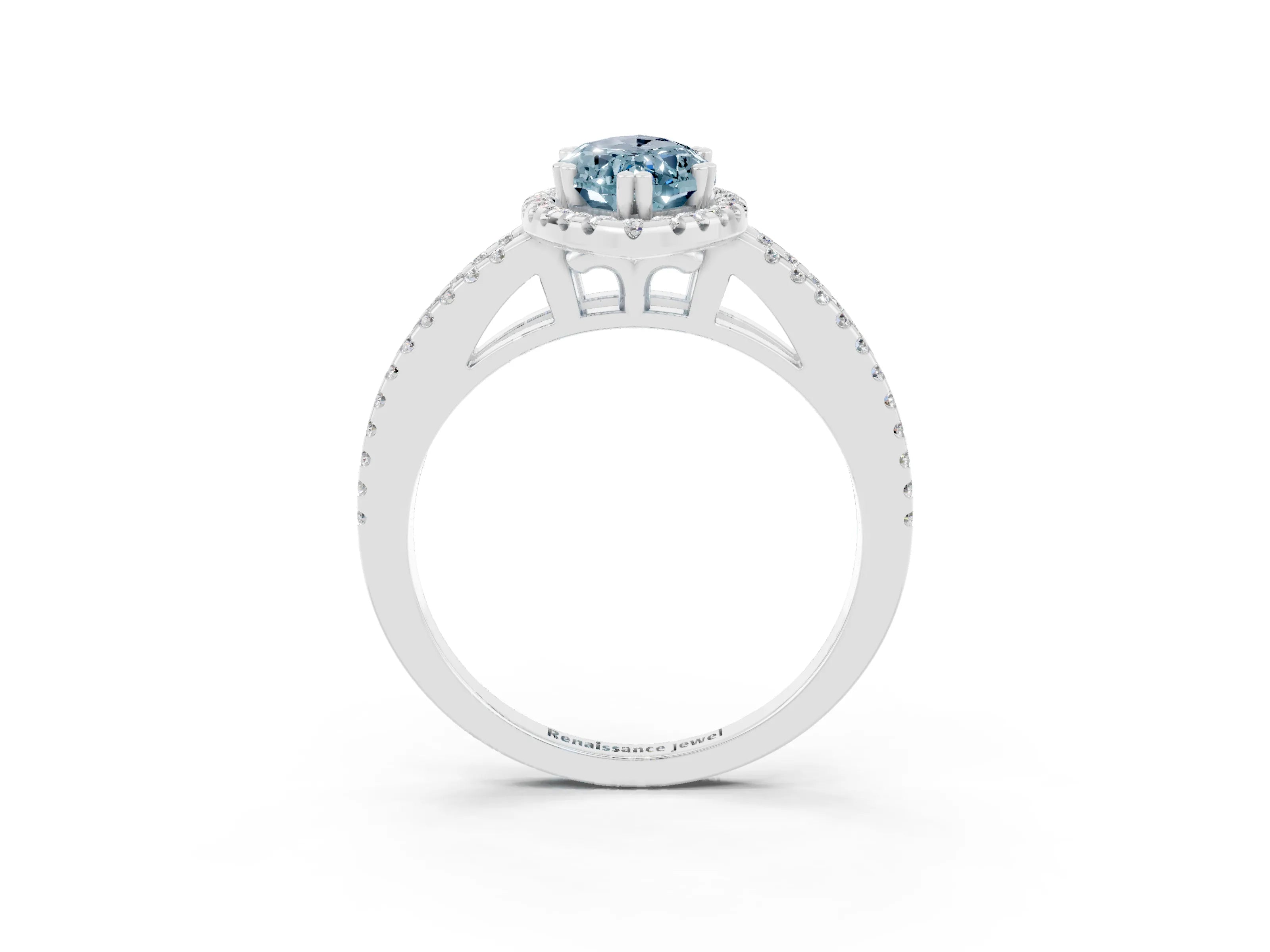 White gold Marquise Cut Aquamarine Halo Split Shank Engagement Ring_15