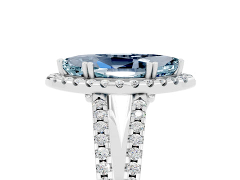 White gold Marquise Cut Aquamarine Halo Split Shank Engagement Ring_17