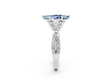 White gold Marquise Cut Aquamarine Halo Twist Band Solitaire Prong Setting Ring_2