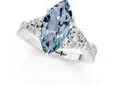 White gold Marquise Cut Aquamarine  Halo Twist Band Solitaire Prong Setting Ring_31