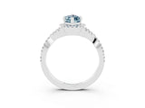 White gold Marquise Cut Aquamarine  Halo Twist Band Solitaire Prong Setting Ring_33