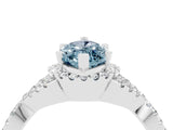 White gold Marquise Cut Aquamarine  Halo Twist Band Solitaire Prong Setting Ring_34