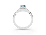 White gold Marquise Cut Aquamarine Halo Twist Band Solitaire Prong Setting Ring_3