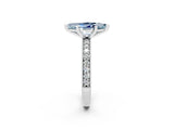 White gold Marquise Cut Aquamarine Milgrain Pavé Engagement Ring with Four-Prong Setting_2
