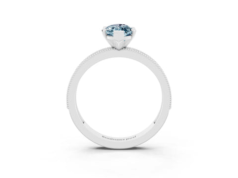 White gold Marquise Cut Aquamarine Milgrain Pavé Engagement Ring with Four-Prong Setting_3
