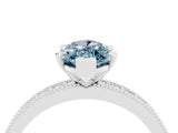 White gold Marquise Cut Aquamarine Milgrain Pavé Engagement Ring with Four-Prong Setting_4