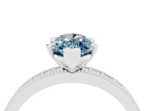White gold Marquise Cut Aquamarine Milgrain Pavé Engagement Ring with Four-Prong Setting_4