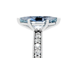 White gold Marquise Cut Aquamarine Milgrain Pavé Engagement Ring with Four-Prong Setting_5