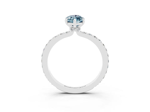 White gold Marquise Cut Aquamarine Pavé Engagement Ring with Round  Accents and Prong Setting_27