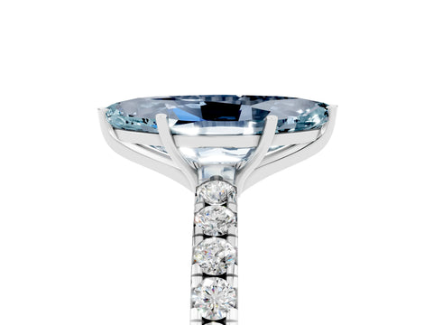 White gold Marquise Cut Aquamarine Pavé Solitaire Engagement Ring with Four-Prong Setting_17