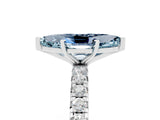 White gold Marquise Cut Aquamarine Pavé Solitaire Ring with Round Band and Prong Setting_41