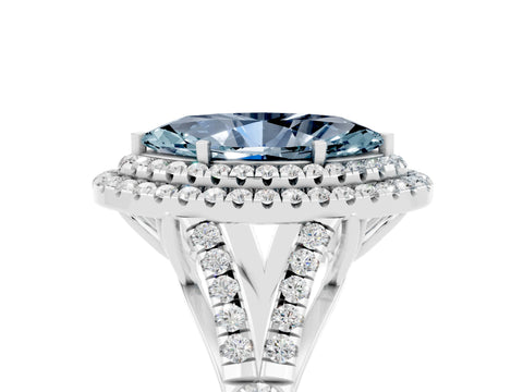 White gold Marquise Cut Aquamarine Pavé Split Shank Double Halo Engagement Ring_5