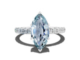 White gold Marquise Cut Aquamarine Pave Band Solitaire Ring with Four-Prong Setting_24