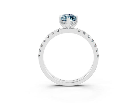 White gold Marquise Cut Aquamarine Pave Band Solitaire Ring with Four-Prong Setting_27