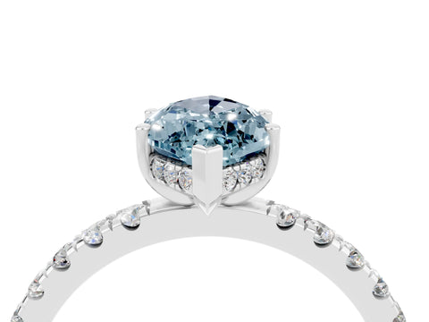 White gold Marquise Cut Aquamarine Pave Band Solitaire Ring with Four-Prong Setting_28