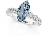 White gold Marquise Cut Aquamarine Prong Setting with Side Stones on a Pave Band_1