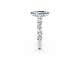 White gold Marquise Cut Aquamarine Prong Setting with Side Stones on a Pave Band_2