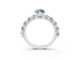 White gold Marquise Cut Aquamarine Prong Setting with Side Stones on a Pave Band_3