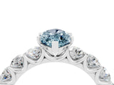 White gold Marquise Cut Aquamarine Prong Setting with Side Stones on a Pave Band_4