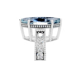 White gold Marquise Cut Aquamarine Ring with Milgrain Pavé Band and Four-Prong Setting_17