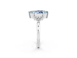 White gold Marquise Cut Aquamarine Ring with Side Stones and Four-Prong Setting_38