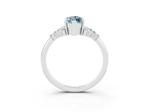 White gold Marquise Cut Aquamarine Ring with Side Stones and Four-Prong Setting_39
