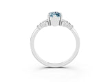 White gold Marquise Cut Aquamarine Ring with Side Stones and Four-Prong Setting_39