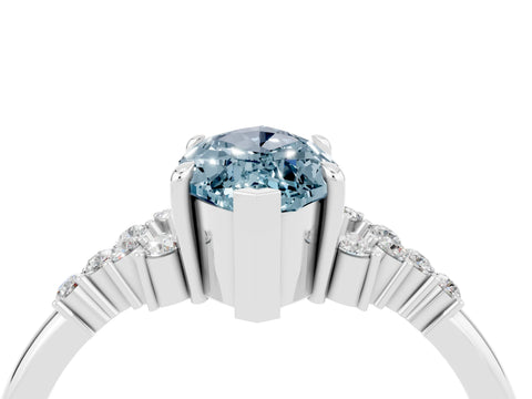 White gold Marquise Cut Aquamarine Ring with Side Stones and Four-Prong Setting_40