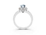 White gold Marquise Cut Aquamarine Scalloped Halo Engagement Ring with Round Shared Prong Band_33