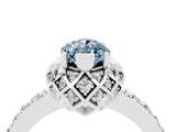 White gold Marquise Cut Aquamarine Scalloped Halo Engagement Ring with Round Shared Prong Band_40