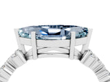 White gold Marquise Cut Aquamarine Scattered Round Accent Ring with Prong Setting_28