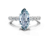 White gold Marquise Cut Aquamarine Side Stone Solitaire Ring with Round  and Four-Prong Setting_48