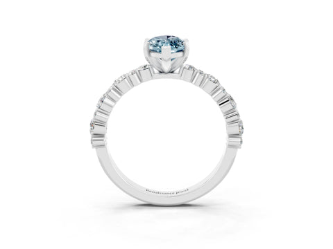 White gold Marquise Cut Aquamarine Side Stone Solitaire Ring with Round  and Four-Prong Setting_51