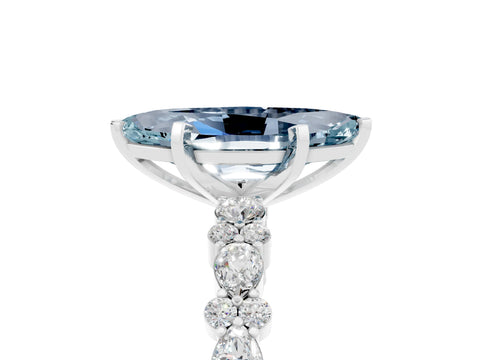 White gold Marquise Cut Aquamarine Side Stone Solitaire Ring with Round  and Four-Prong Setting_53