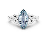 White gold Marquise Cut Aquamarine Solitaire Celtic Knot Ring with Four-Prong Setting_12