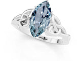 White gold Marquise Cut Aquamarine Solitaire Celtic Knot Ring with Four-Prong Setting_13
