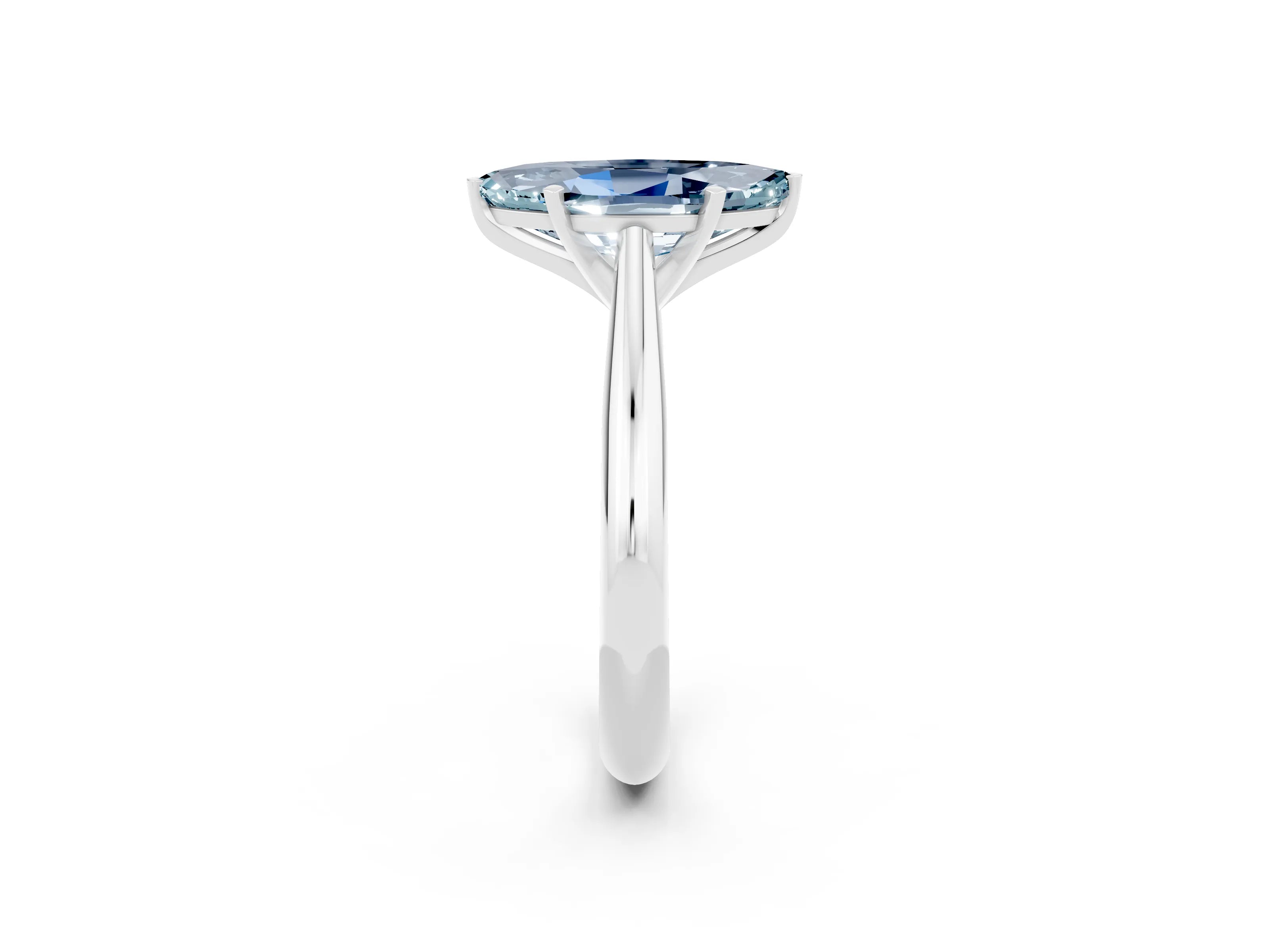 White gold Marquise Cut Aquamarine Solitaire Engagement Ring with Cathedral Setting and Four-Prong Mount_14