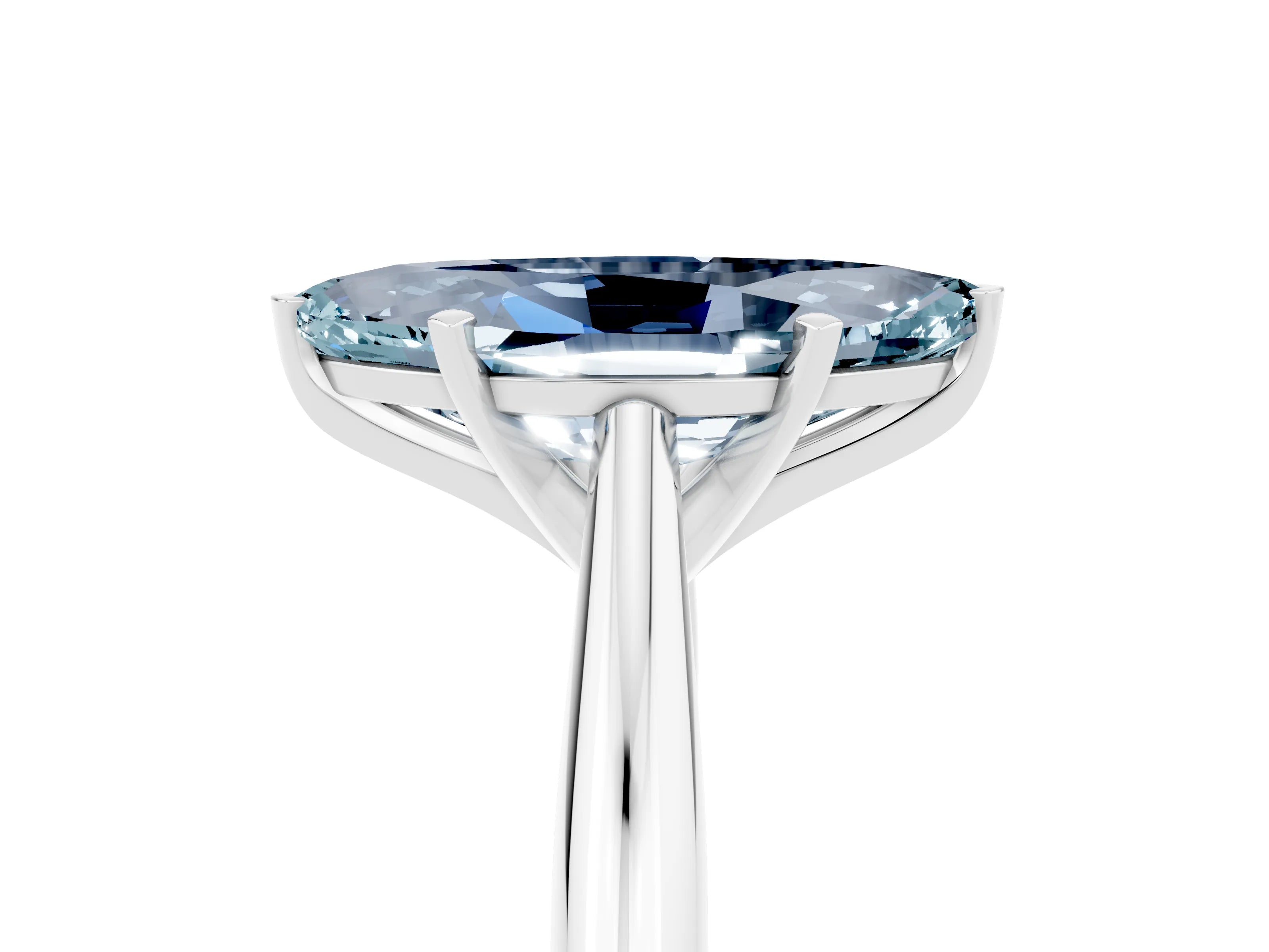 White gold Marquise Cut Aquamarine Solitaire Engagement Ring with Cathedral Setting and Four-Prong Mount_17