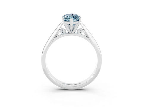 White gold Marquise Cut Aquamarine Solitaire Engagement Ring with Cathedral Setting and Four-Prong Mount_27