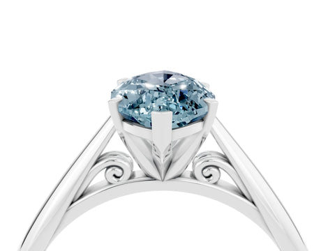 White gold Marquise Cut Aquamarine Solitaire Engagement Ring with Cathedral Setting and Four-Prong Mount_28