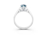 White gold Marquise Cut Aquamarine Solitaire Engagement Ring with Cathedral Setting and Four-Prong Mount_33
