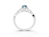 White gold Marquise Cut Aquamarine Solitaire Engagement Ring with Celtic Knot Band and Four-Prong Setting_3
