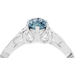 White gold Marquise Cut Aquamarine Solitaire Engagement Ring with Celtic Knot Band and Four-Prong Setting_4