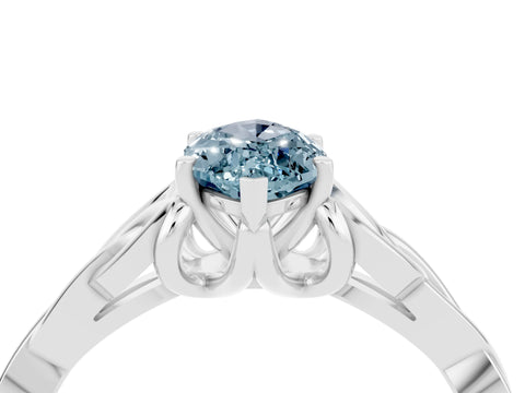 White gold Marquise Cut Aquamarine Solitaire Engagement Ring with Celtic Knot Band and Four-Prong Setting_4
