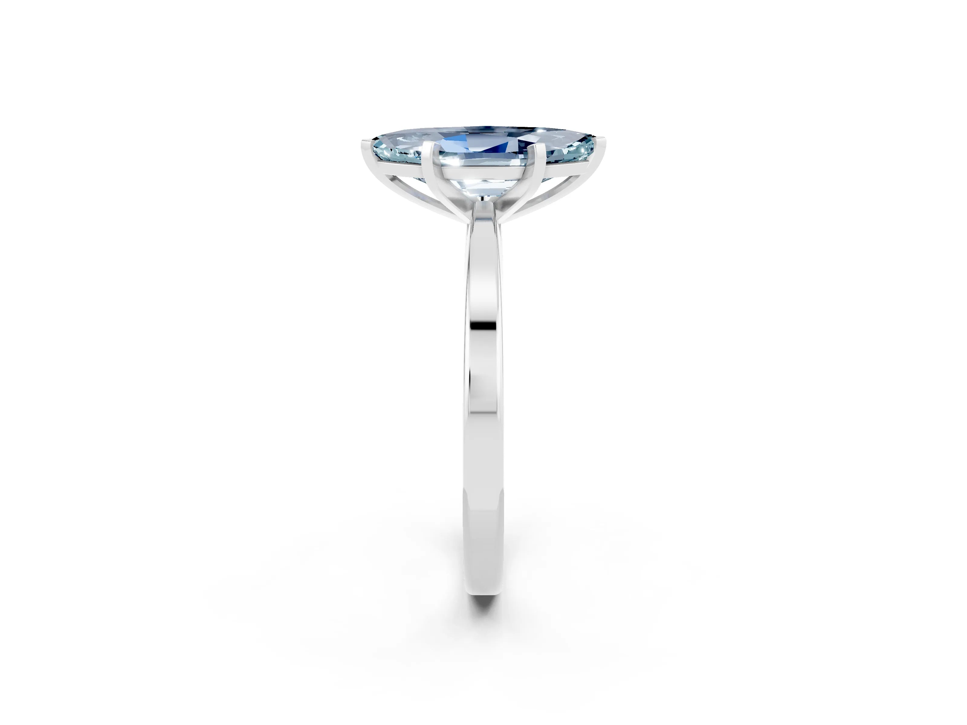 White gold Marquise Cut Aquamarine Solitaire Engagement Ring with Classic Band and Four-Prong Setting_44