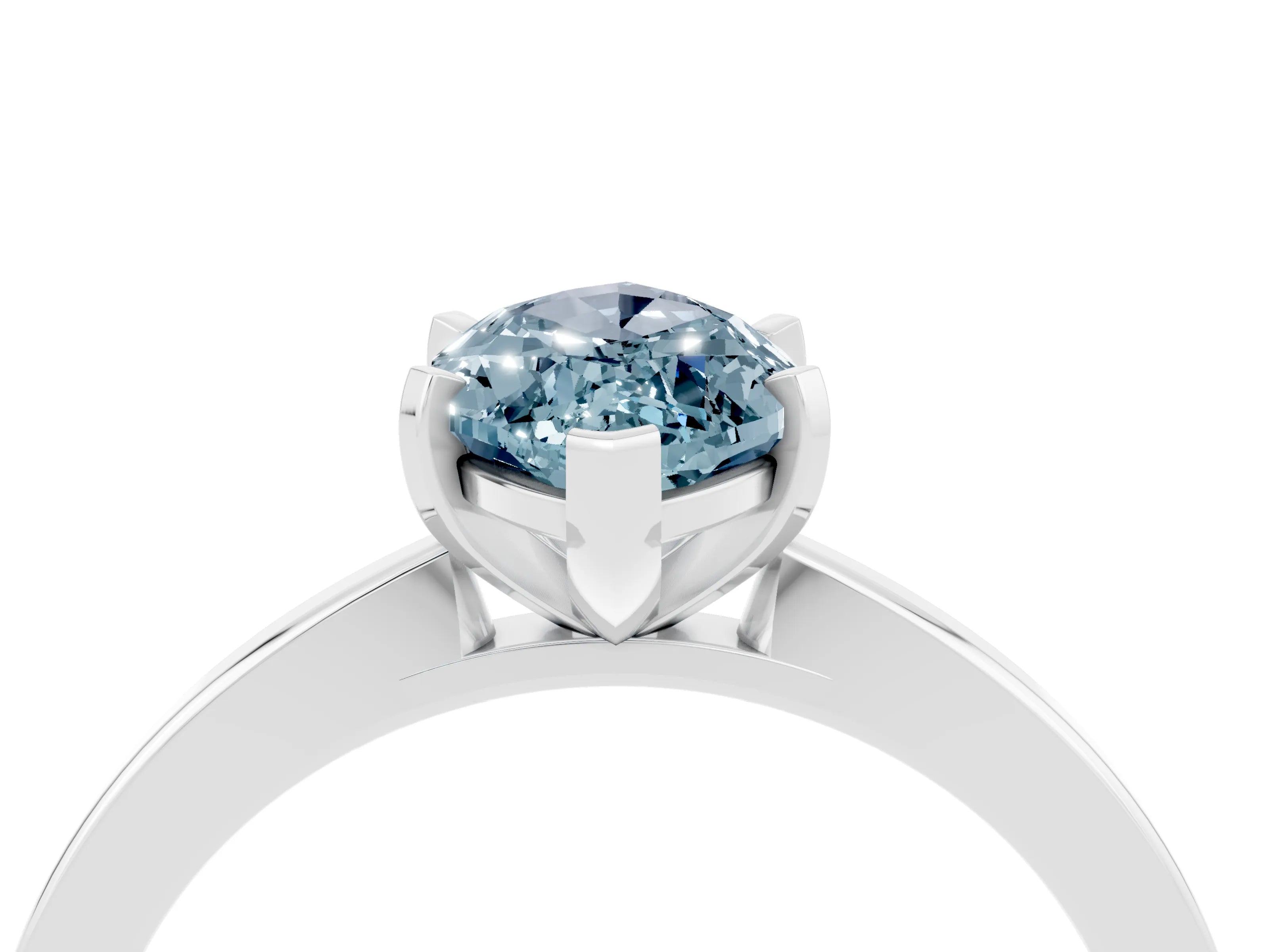 White gold Marquise Cut Aquamarine Solitaire Engagement Ring with Classic Band and Four-Prong Setting_46